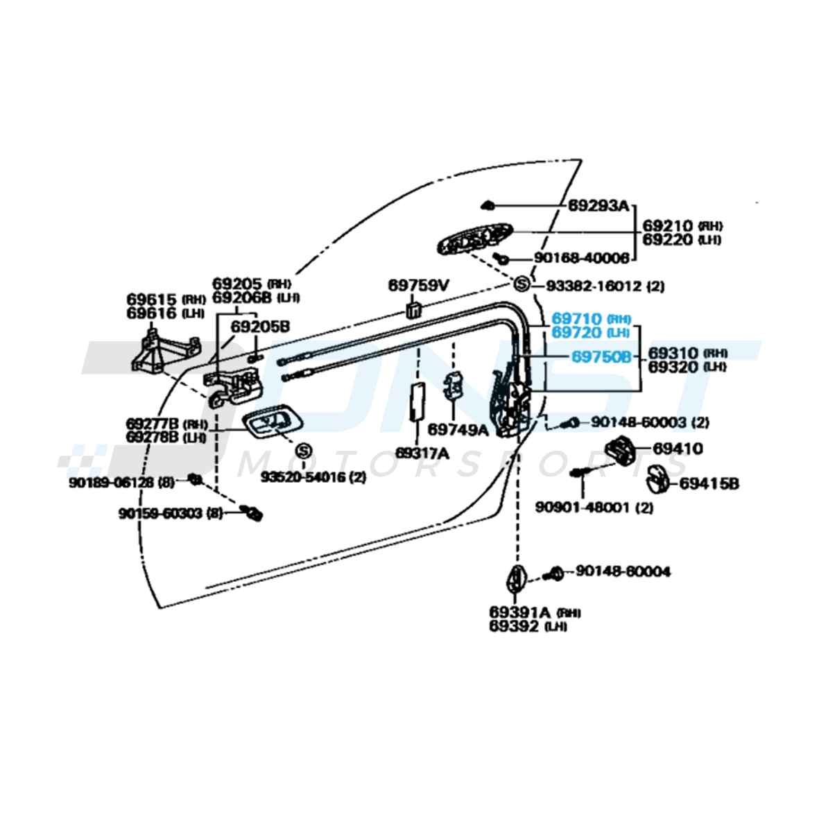 Genuine OEM JZA80 Door Handle Cable Link