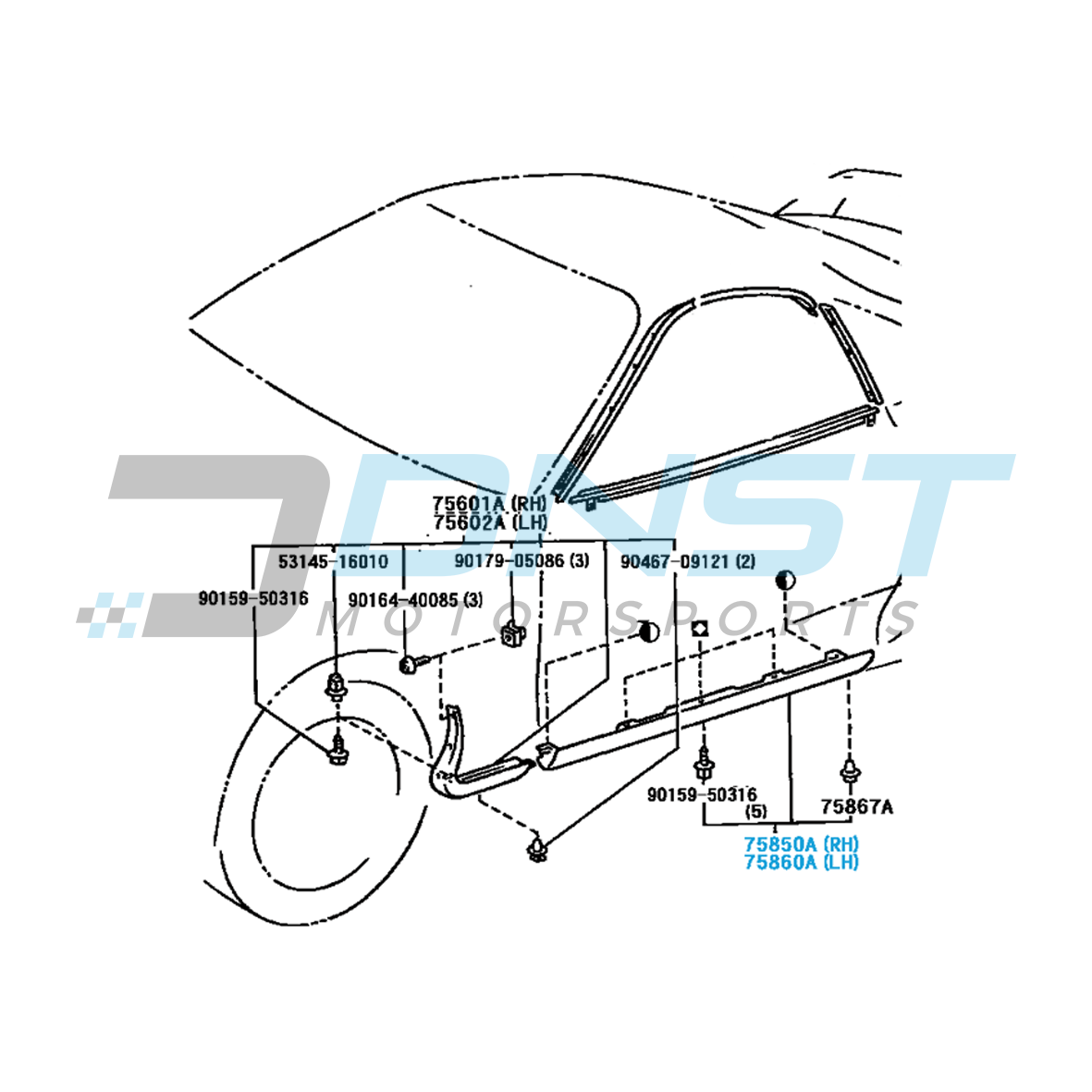 Genuine OEM JZA80 Non-Aero Side Moulding Complete Set