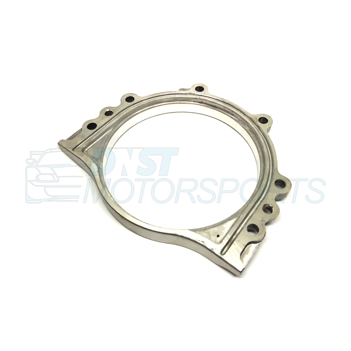 a metal bracket engine part on a white background with a DNST Motorsports watermark