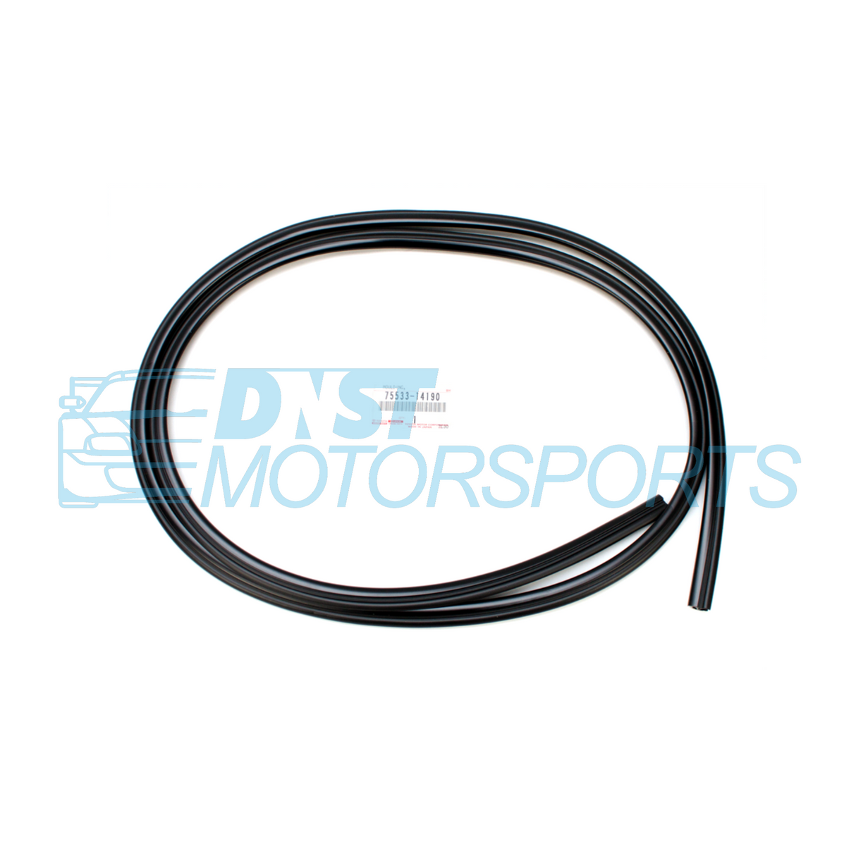 Rubber seal for a front window on white background with DNST Motorsports watermark